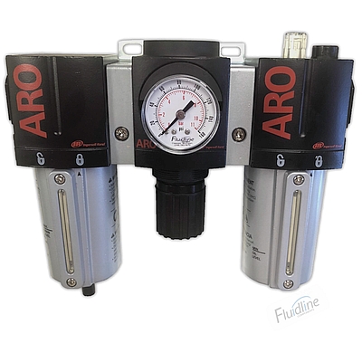 1/2 NPT 2000 Series F+R+L Combination, Manual Drain, Metal Bowl w/Sight, Relieving, w/Gauge